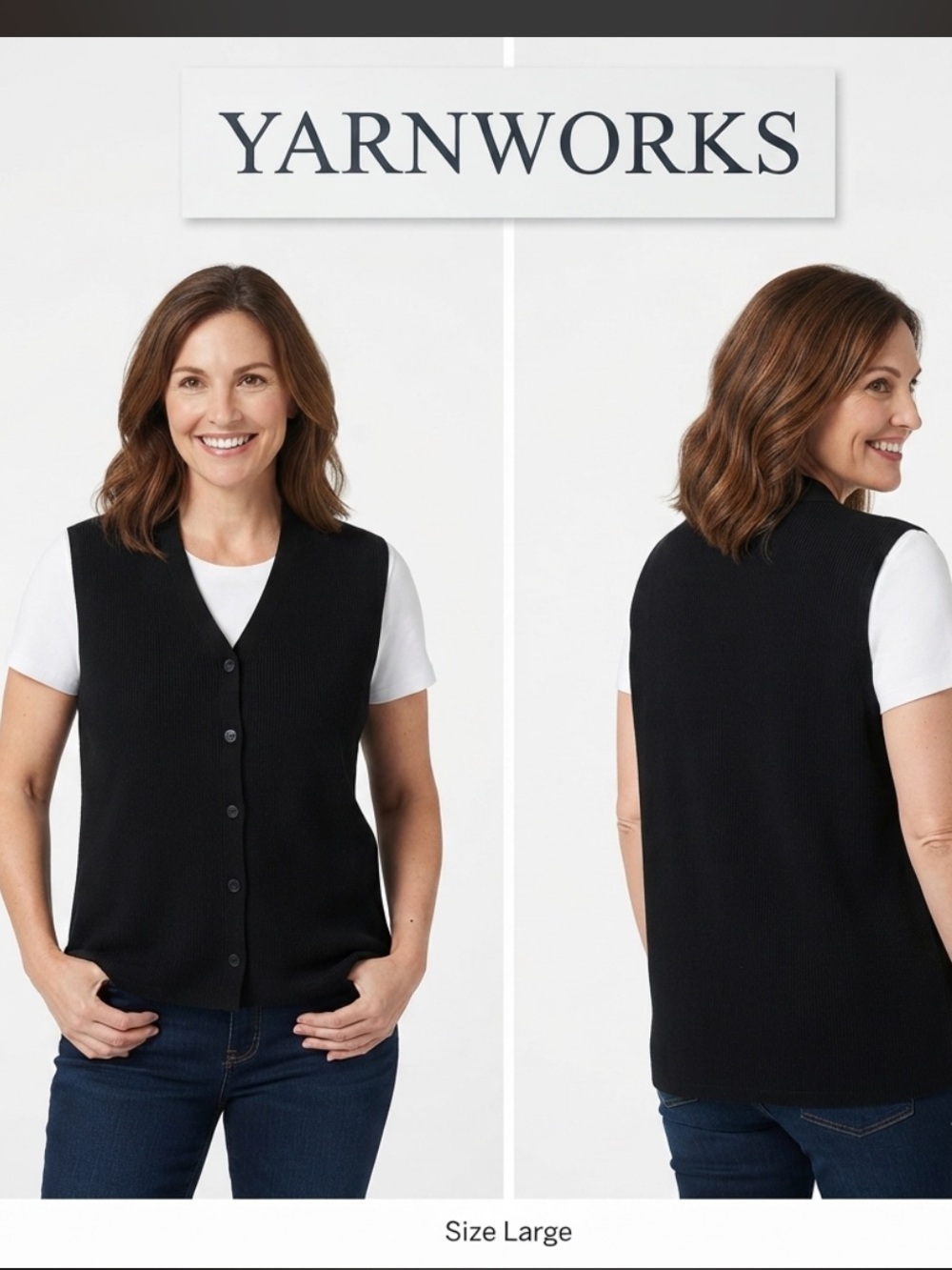 Vintage Yarnworks Sweater Button Up Vest Large